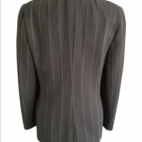 Giorgio Armani Grey Wool Striped Blazer - Picture 2 of 8